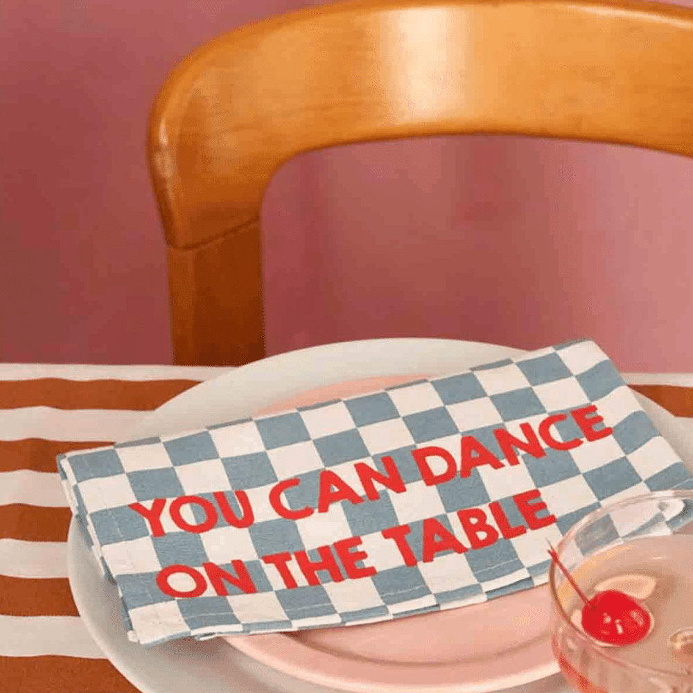 Lot de 2 serviettes de table en coton – You can dance on the table