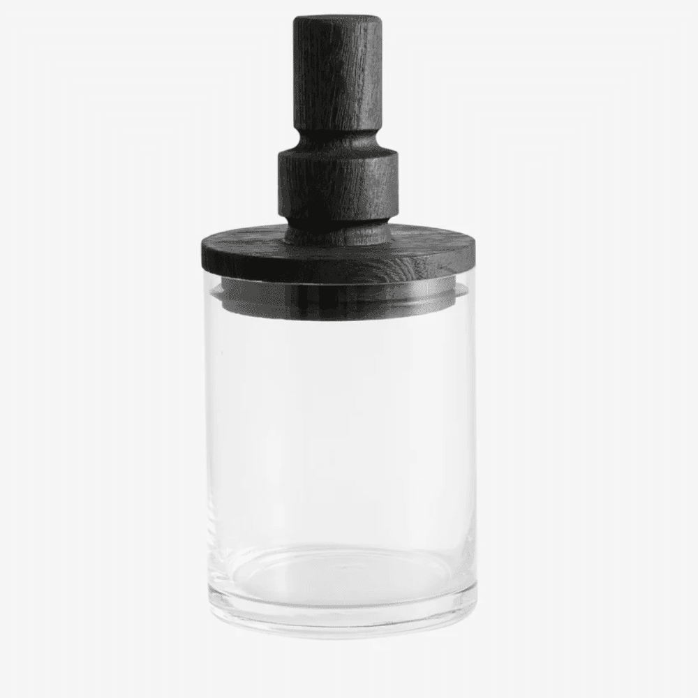 Bocal de rangement Salvie – verre & couvercle en bois noir | Twicy Store