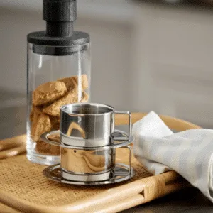 Tasse « Citrea » avec soucoupe – finition chromée | Twicy Store