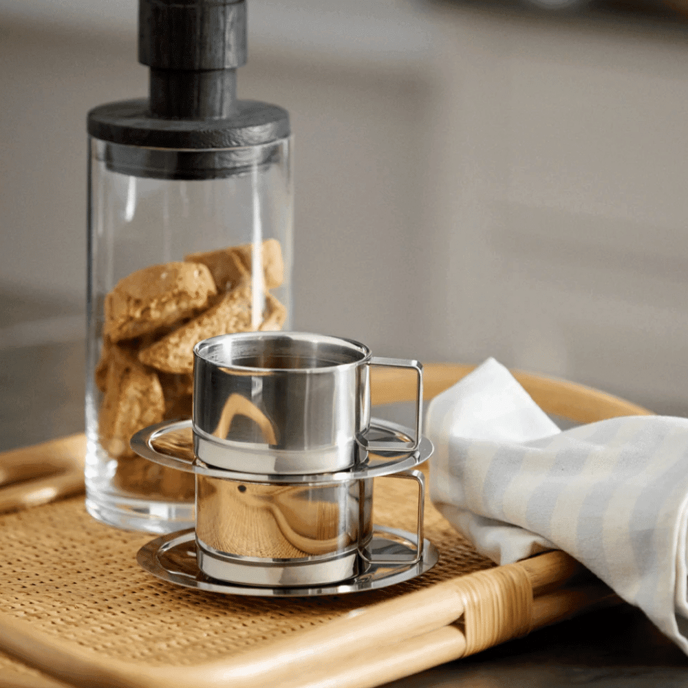 Tasse CITREA avec soucoupe – finition chromée | Twicy Store