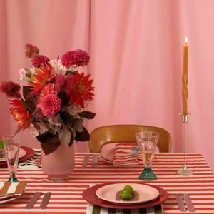 Nappe en coton à rayures cerise | Twicy Store