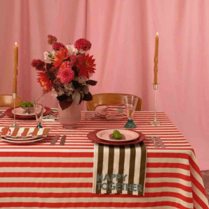 Nappe en coton à rayures cerise | Twicy Store