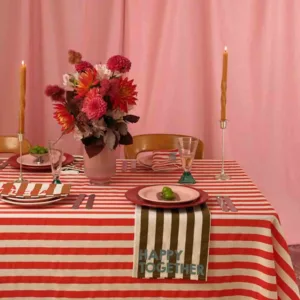 Nappe en coton à rayures cerise | Twicy Store