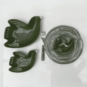 Coupelle oiseau vert foncé en porcelaine – vide-poche design déco, 2 tailles | Twicy Store
