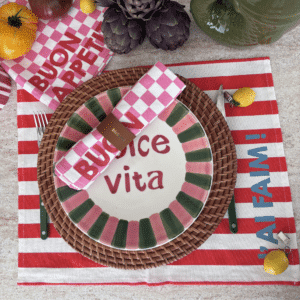 Set de table en coton à rayures avec message – lot de 2 | Twicy Store