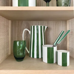 Set de 4 pots rayures vertes – Cache-pots en céramique | Twicy Store
