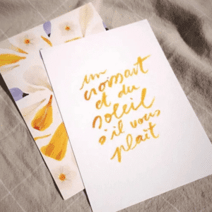 Affiche calligraphiée “Un croissant et du soleil s’il vous plaît” – Poster typographique A3 | Twicy Store