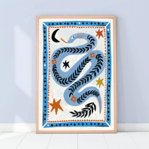 Affiche illustrée serpent folklorique – Poster décoratif A4 | Twicy Store