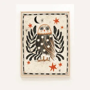 Affiche illustrée hibou folklorique – Poster décoratif A4 | Twicy Store