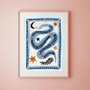 Affiche illustrée serpent folklorique – Poster décoratif A4 | Twicy Store