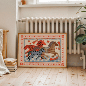 Affiche illustrée trois chevaux – Poster décoratif A4 | Twicy Store