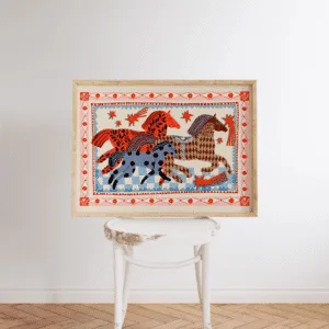 Affiche illustrée trois chevaux – Poster décoratif A4 | Twicy Store