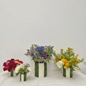 Set de 4 pots rayures vertes – Cache-pots en céramique | Twicy Store