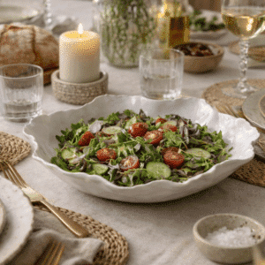 Plat de service « Claire » – Plat artisanal blanc effet coquille | Twicy Store