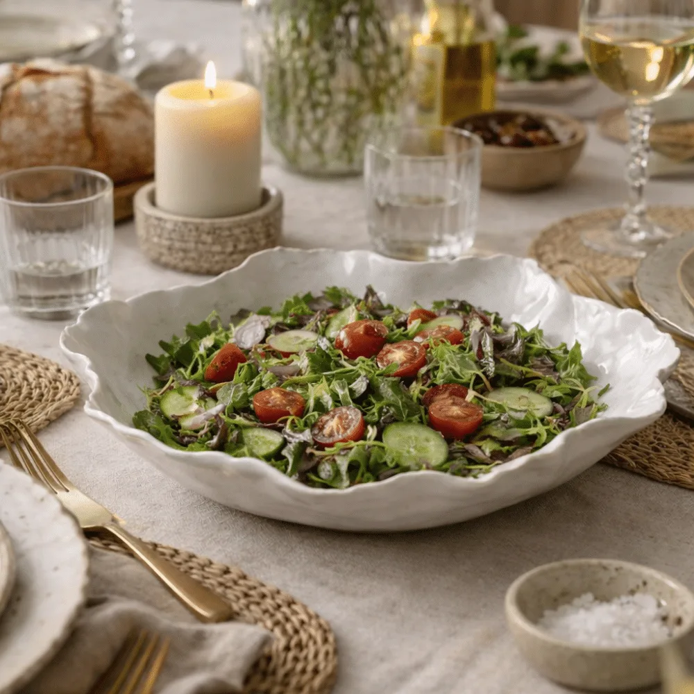 Plat de service "Claire" – Plat artisanal blanc effet coquille | Twicy Store