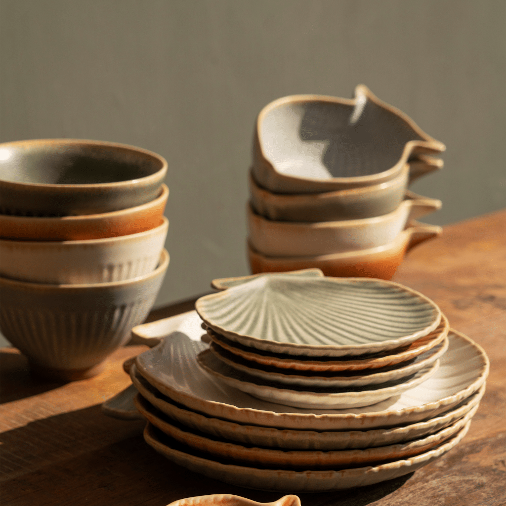 Assiette coquillage en grès blanc cassé | Twicy Store