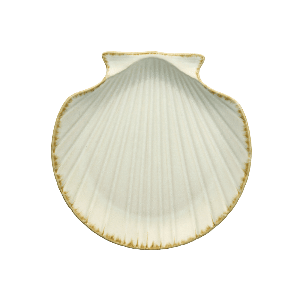 Assiette coquillage en grès blanc cassé | Twicy Store
