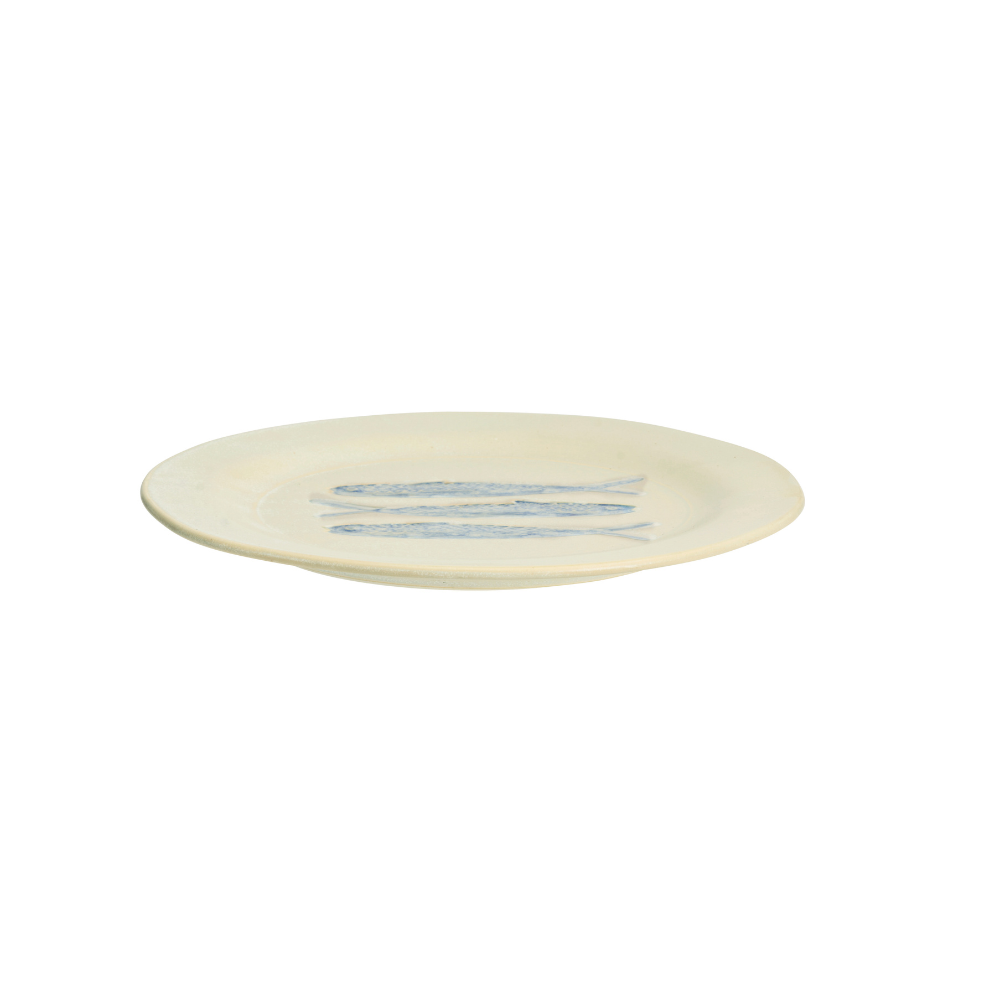 Assiette repas en grès motif sardines bleues | Twicy Store