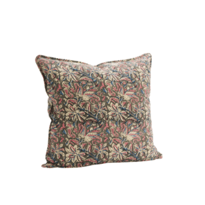 Housse de coussin florale coton gris et framboise, Coussin imprimé style indien | Twicy Store