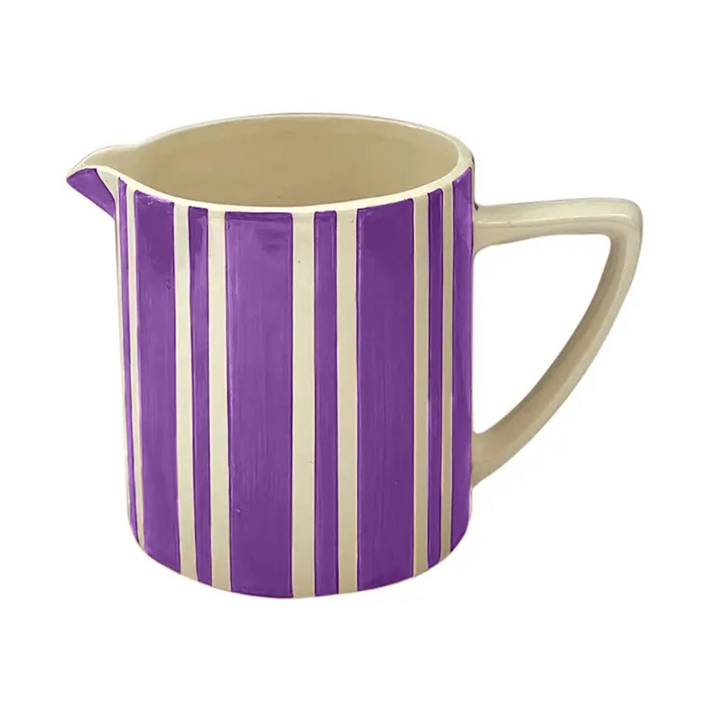 Pichet rayé vintage en faïence 1 litre – Vase et carafe décorative, plusieurs coloris | Twicy Store