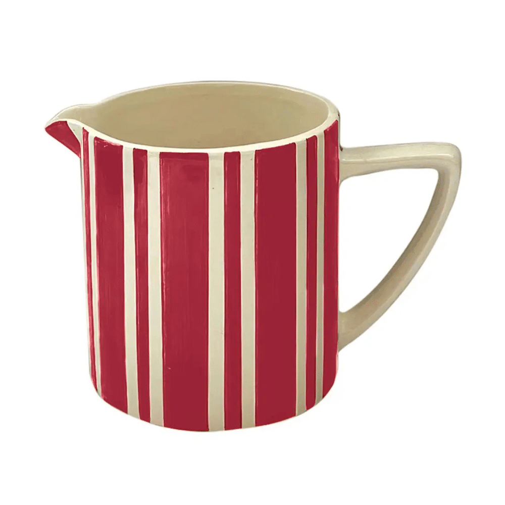 Pichet rayé vintage en faïence 1 litre – Vase et carafe décorative, plusieurs coloris | Twicy Store