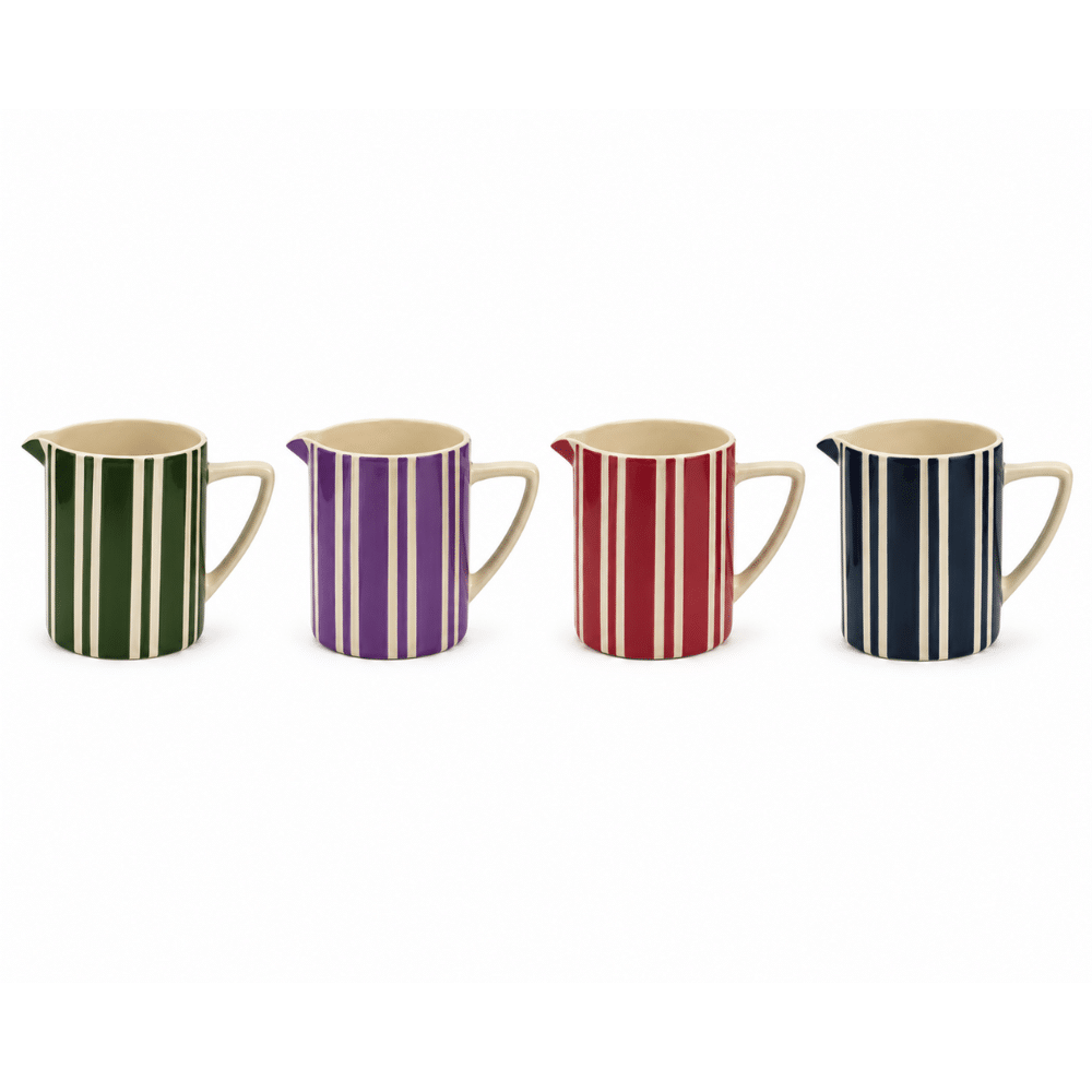 Pichet rayé vintage en faïence 1 litre – Vase et carafe décorative, plusieurs coloris | Twicy Store