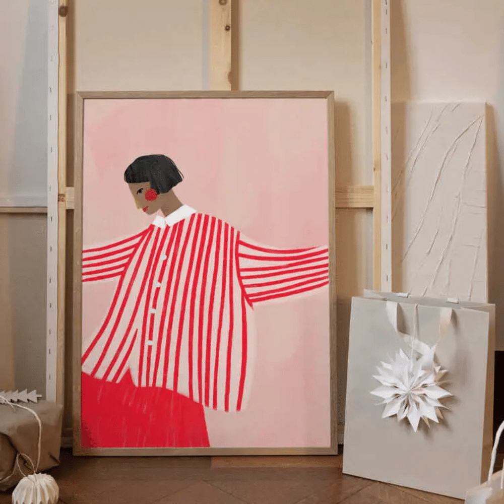Affiche A3 « La femme aux rayures rouges » – Bea Müller | Twicy Store