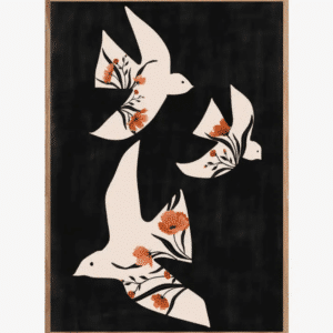 Affiche A3 « Oiseaux coquelicots en plein vol » – Elena Ristova | Twicy Store