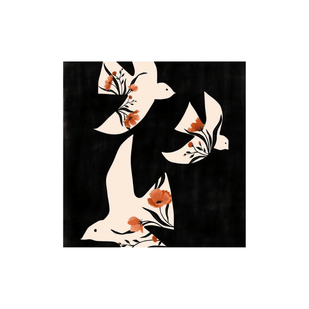 Affiche A3 « Oiseaux coquelicots en plein vol » – Elena Ristova | Twicy Store