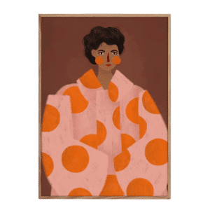 Affiche A3 « Femme aux pois oranges » – Affiche artistique femme graphique | Twicy Store