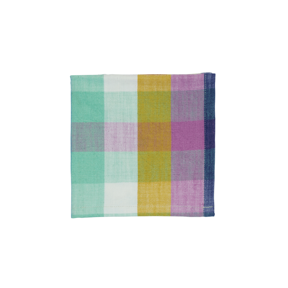 Lot de 4 serviettes de table à carreaux multicolores en coton | Twicy Store