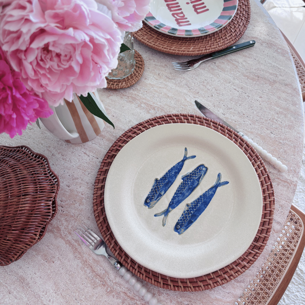 Sous-assiette vintage en rotin tressé naturel | Twicy Store