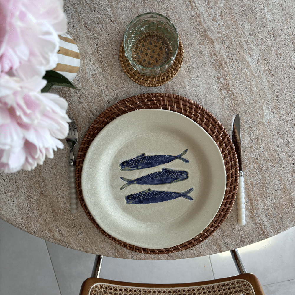 Dessous de verre vintage en rotin tressé, Art de la table & décoration naturelle | Twicy Store