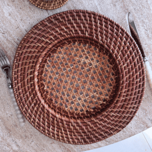 Sous-assiette vintage en rotin tressé naturel | Twicy Store