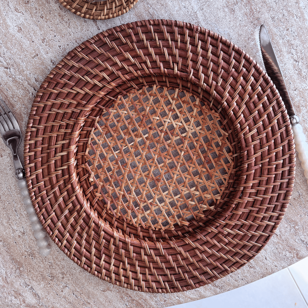 Sous-assiette vintage en rotin tressé naturel | Twicy Store