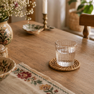 Dessous de verre vintage en rotin tressé, Art de la table & décoration naturelle | Twicy Store