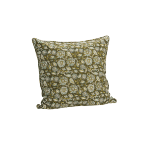 Housse de coussin fleurie en coton vert foncé | Twicy Store