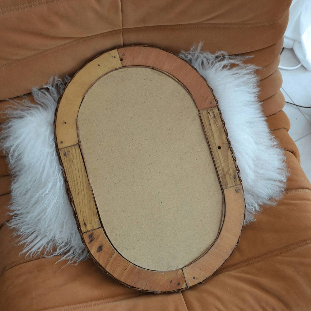 Miroir ovale vintage en osier tressé | Twicy Store