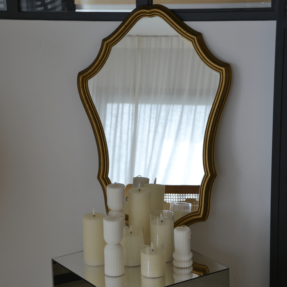 Miroir vintage doré à forme chantournée | Twicy Store