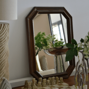Miroir octogonal vintage en bois foncé | Twicy Store