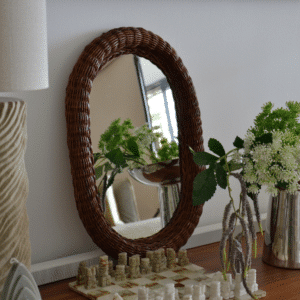 Miroir ovale vintage en osier tressé | Twicy Store