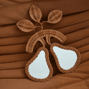 Miroir double vintage en rotin forme poire | Twicy Store