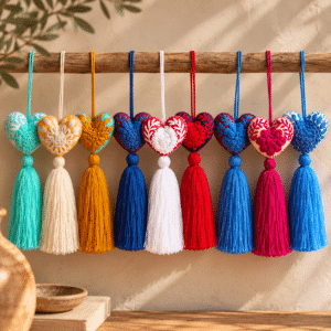 Pompons décoratifs cœurs brodés à la main | Twicy Store