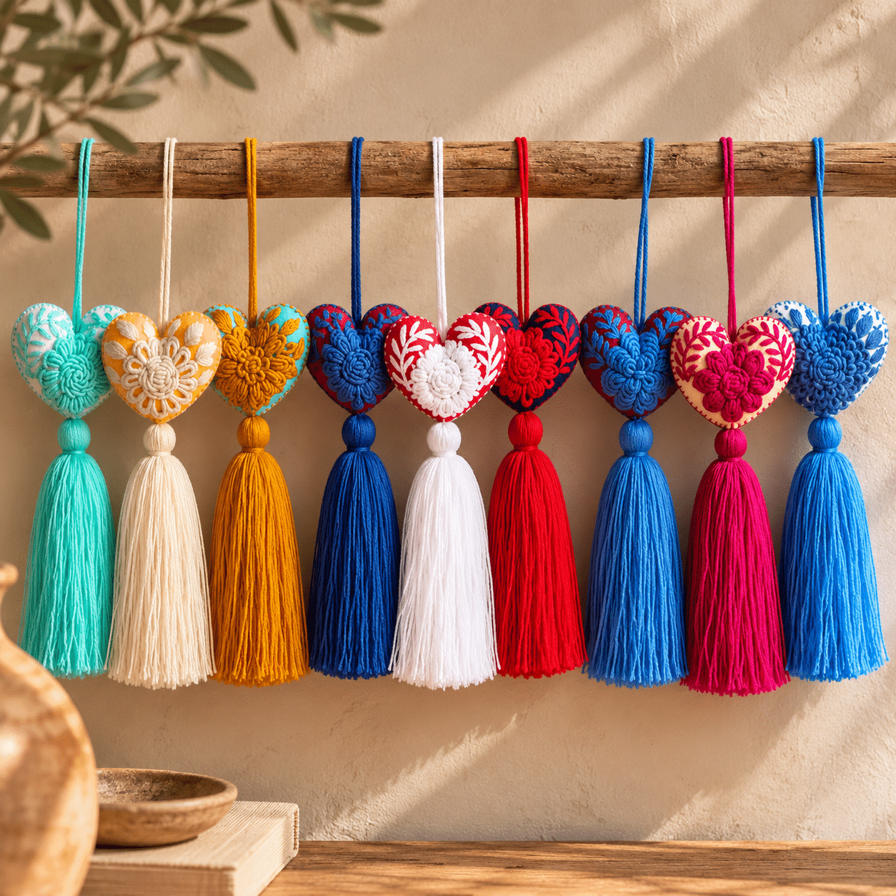 Pompons décoratifs cœurs brodés à la main | Twicy Store